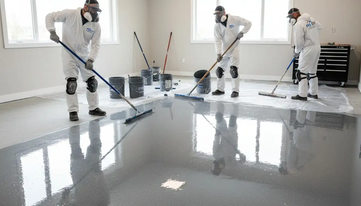 Epoxy floor coating for garage in Knoxville, TN by professional house painters