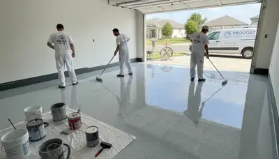 Professional garage floor epoxy coating in Knoxville TN with durable, polished finish