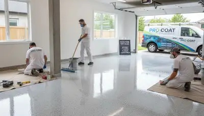 Epoxy garage floor coating installation in Knoxville, TN by professional house painters
