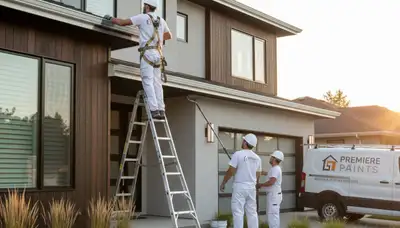 Professional gutter painting on Knoxville TN home exterior by local house painters