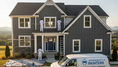 Professional house painters working on exterior home project in Knoxville, TN