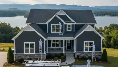 Professional house painters working on residential exterior in Knoxville, TN
