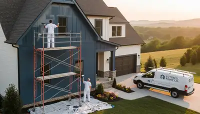 Professional house painters working on exterior home painting in Knoxville, TN