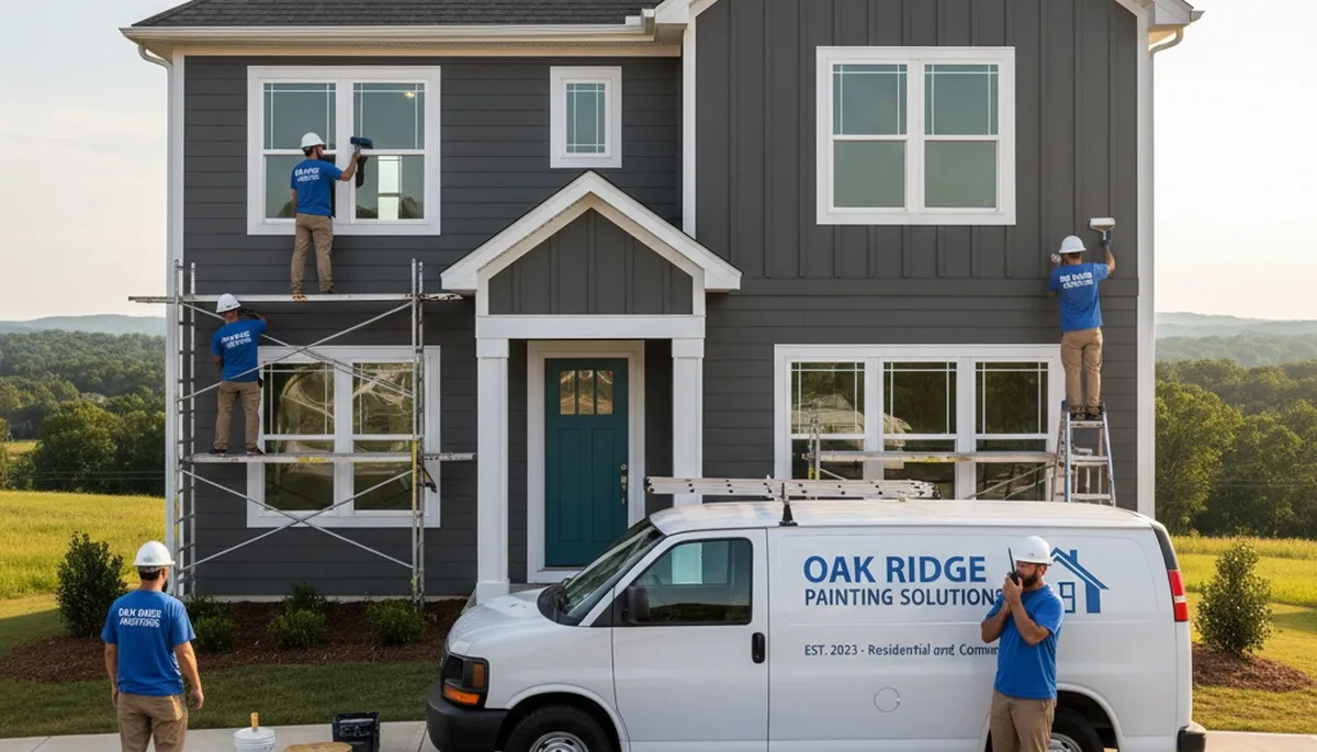 Professional house painters refreshing home exterior in Knoxville, TN