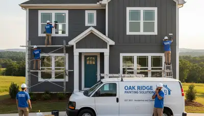 Professional house painters refreshing home exterior in Knoxville, TN
