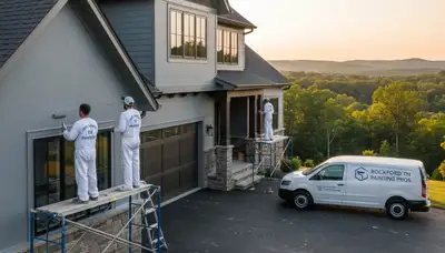 Professional house painters working on residential exterior in Knoxville, TN