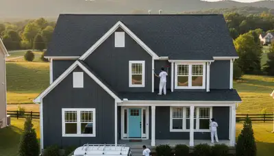 Professional house painters working on residential exterior in Knoxville, TN