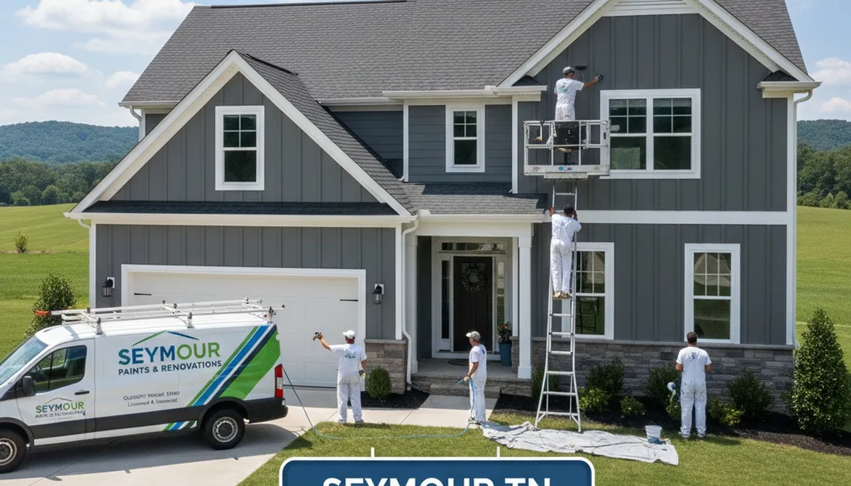 Professional house painters finishing exterior home project in Knoxville, TN