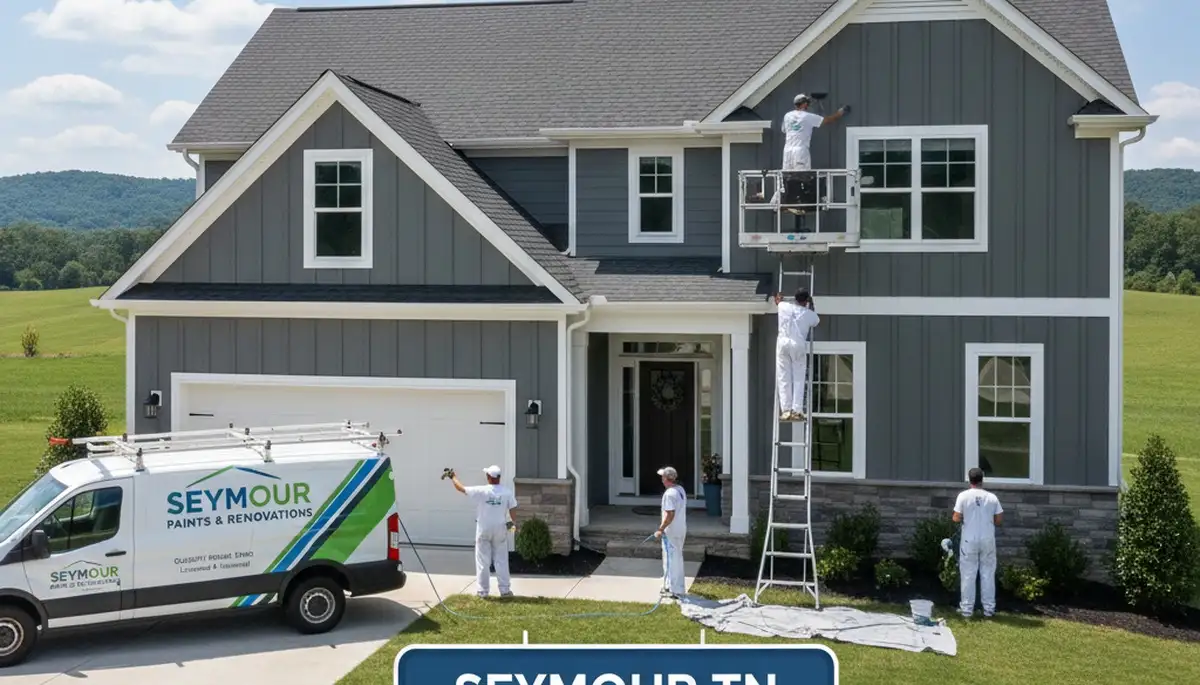 Professional house painters finishing exterior home project in Knoxville, TN