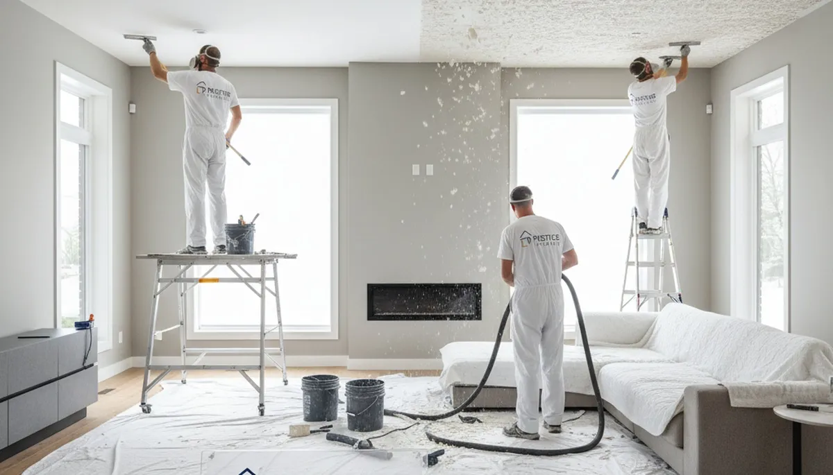 Professional popcorn ceiling removal service in Knoxville, TN for smooth modern home interiors
