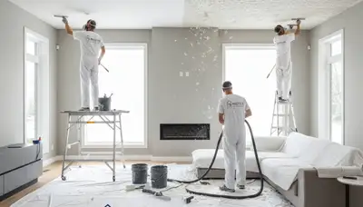 Professional popcorn ceiling removal service in Knoxville, TN for smooth modern home interiors