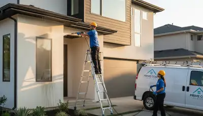 Professional pressure cleaning of home exterior in Knoxville, TN for siding and driveway restoration
