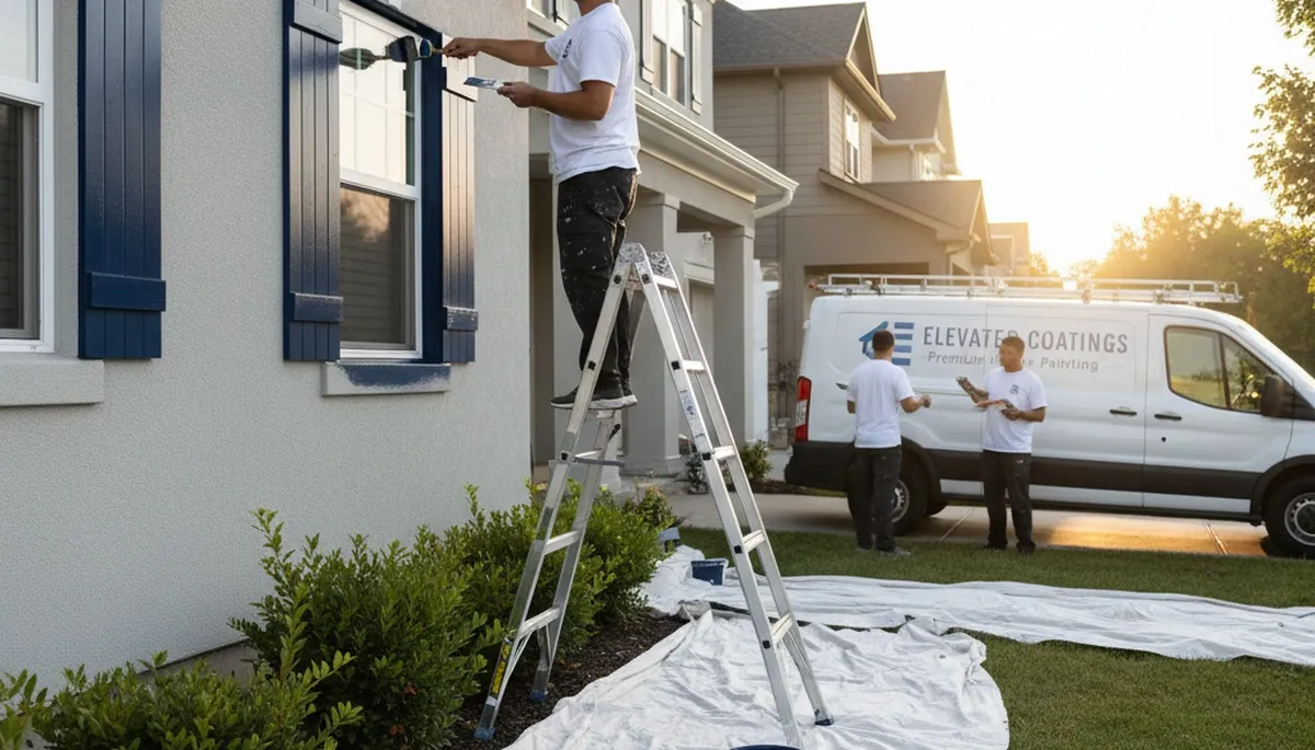 Professional shutter painting on Knoxville TN home exterior by expert house painters