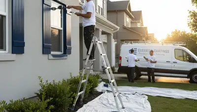 Professional shutter painting on Knoxville TN home exterior by expert house painters