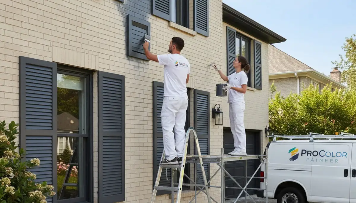 Professional shutter painting on a Knoxville TN home by expert house painters restoring curb appeal