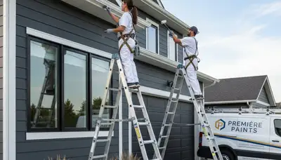 Professional trim and fascia painting on Knoxville, TN home exterior by expert house painters
